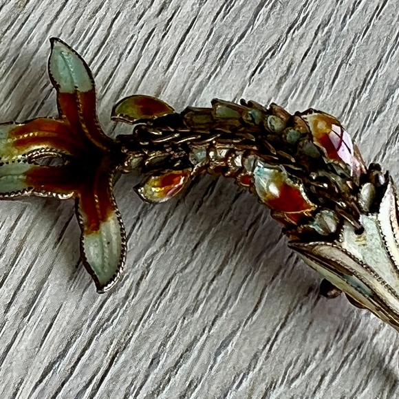Vintage Chinese Articulated Enamel Fish Pendant – Cloisonné, Rare Extra Fins - Picture 7 of 8